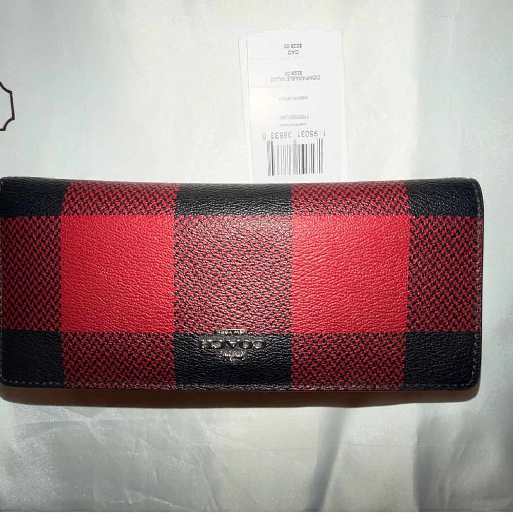 Coach Black and Red Checkered Wallet